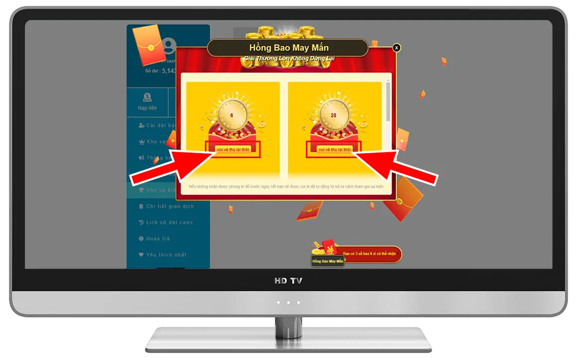 Bước 4: Nhấn " Vui vẻ thu lại thôi" → Nhận thưởng thành công.